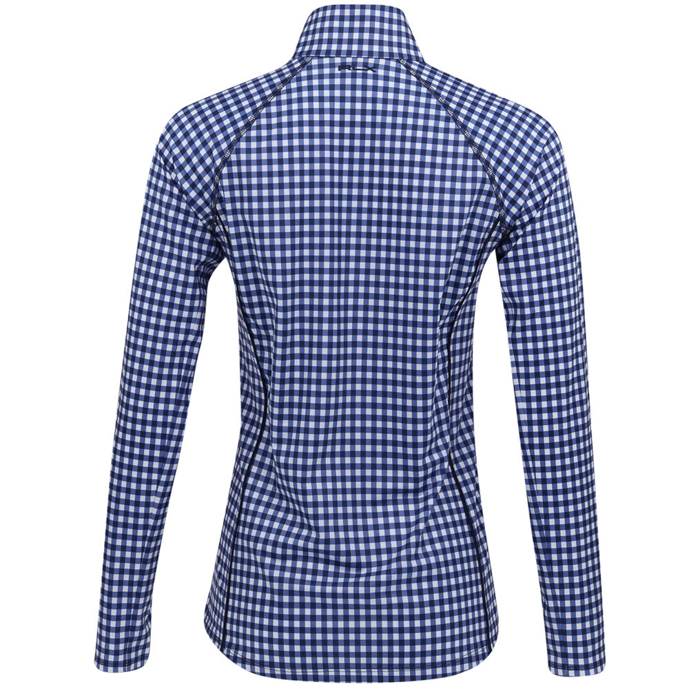Women's Gingham Stretch-Jersey 1/4 Zip Pullover