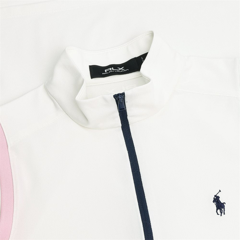 Women's Slim Fit Sleeveless 1/4 Zip Mock Neck Polo