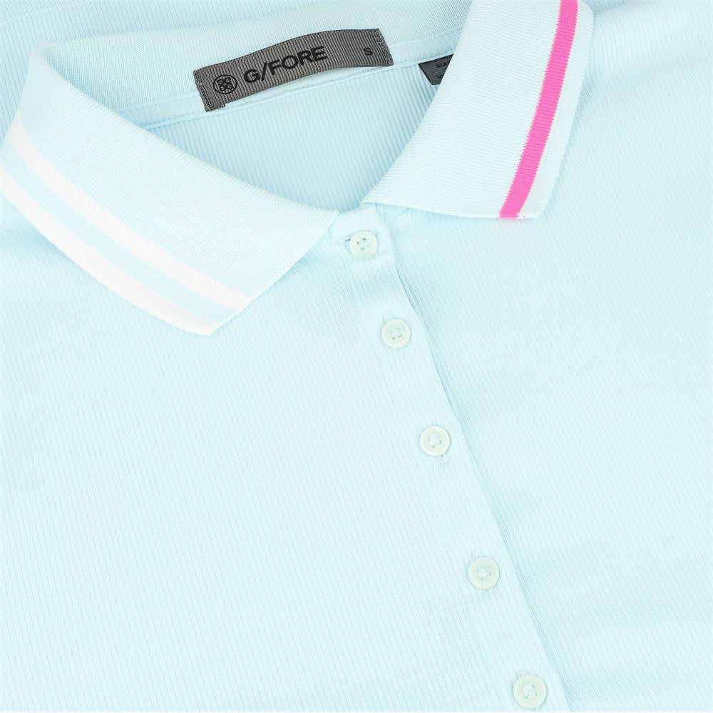 Women's Contrast Collar Ribbed Tech Nylon Long Sleeve Polo