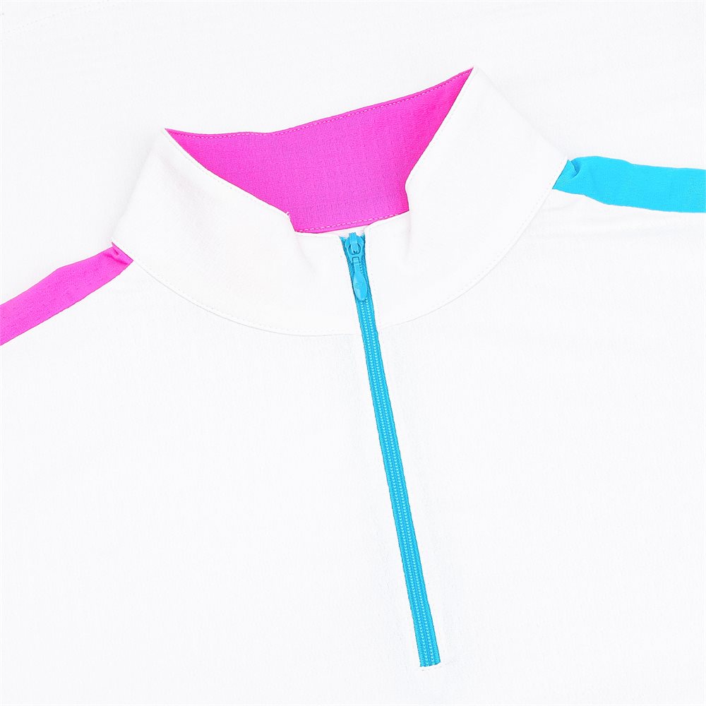 Women's Long Sleeve 1/4 Zip Mock Neck Top - Color Block Print