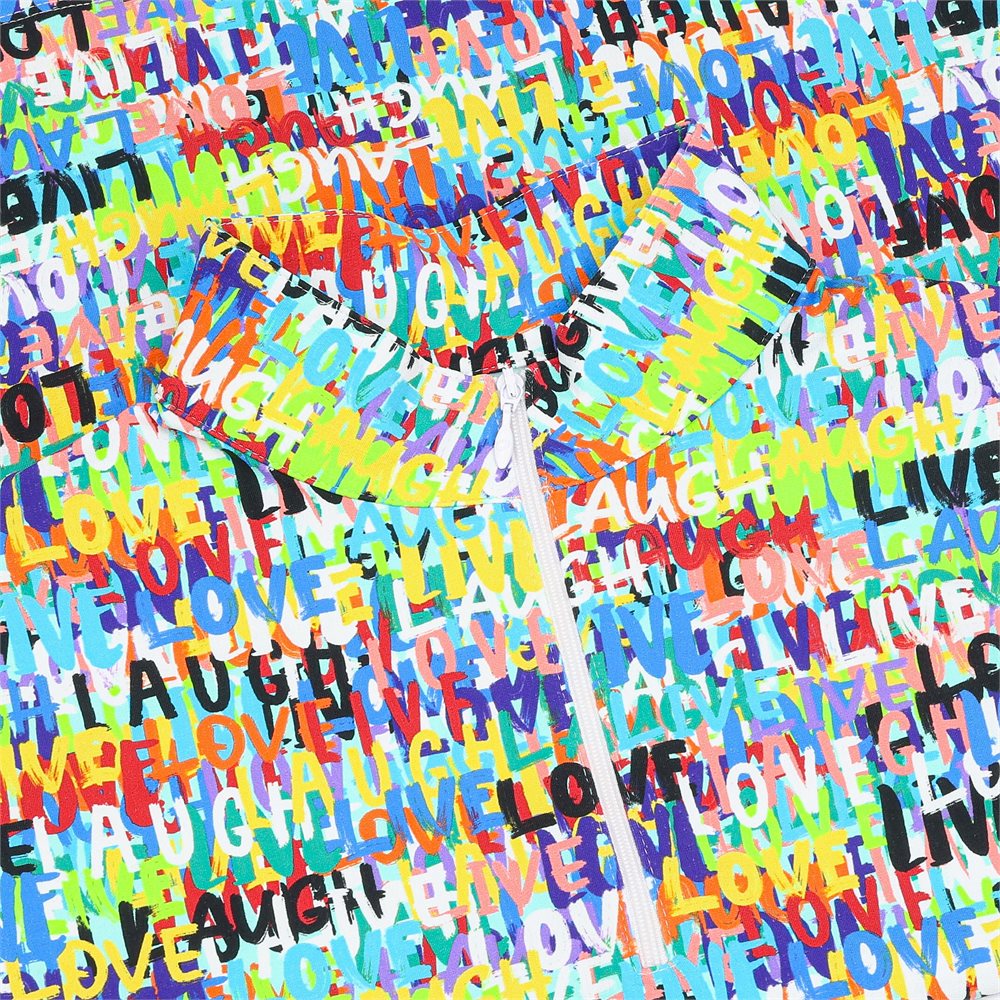 Women's Long Sleeve 1/4 Zip Mock Neck Top - Live Love Laugh Print