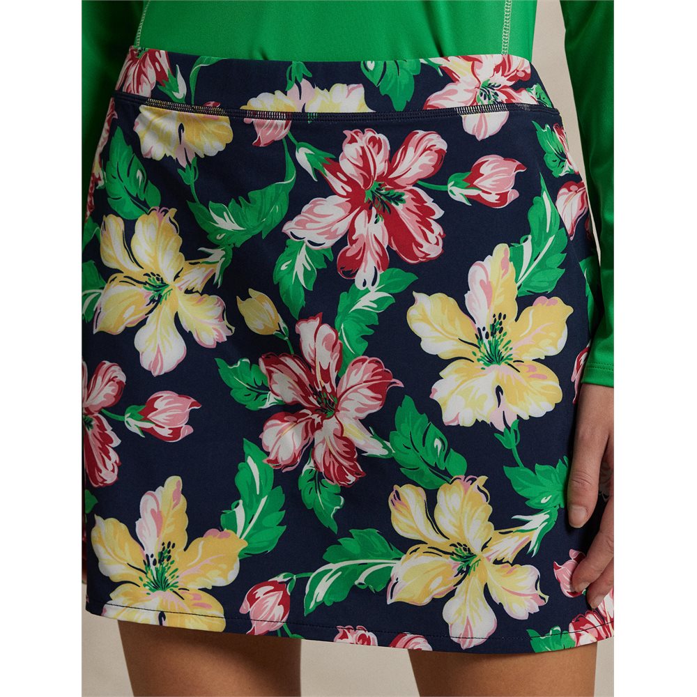 Women's 4-Way Stretch With Back Pleats 15" Iconic Hibiscus Skirt