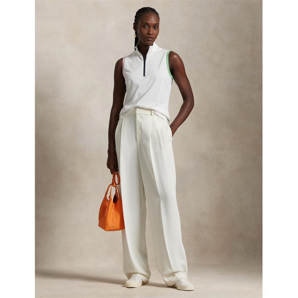 Women's Slim Fit Sleeveless 1/4 Zip Mock Neck Polo