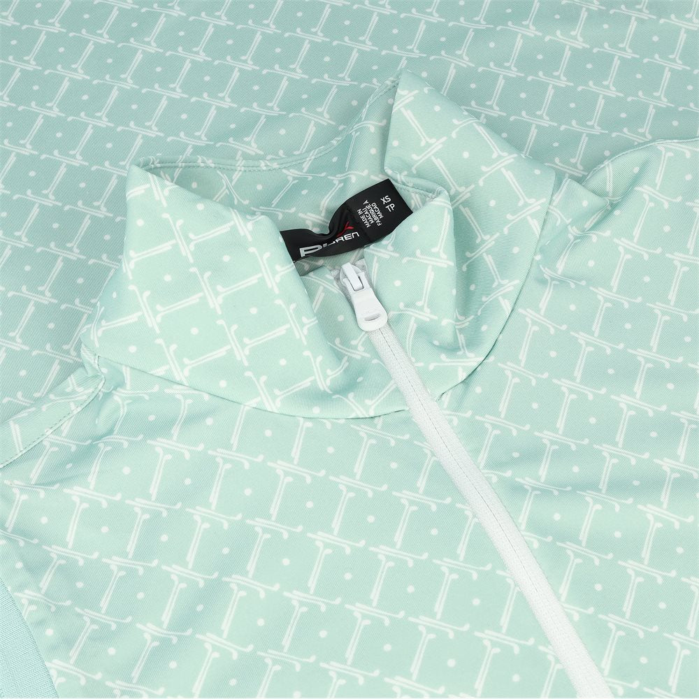 Women's Sleeveless Lightweight Airflow 1/4 Zip Mock Novelty Print Shirt