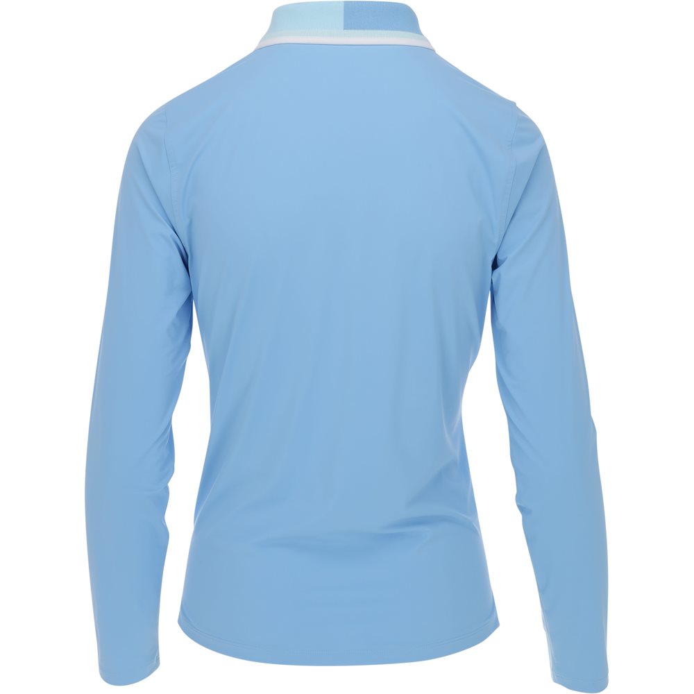 Women's Color Block Silky Tech Nylon Long Sleeve 1/4 Zip Polo