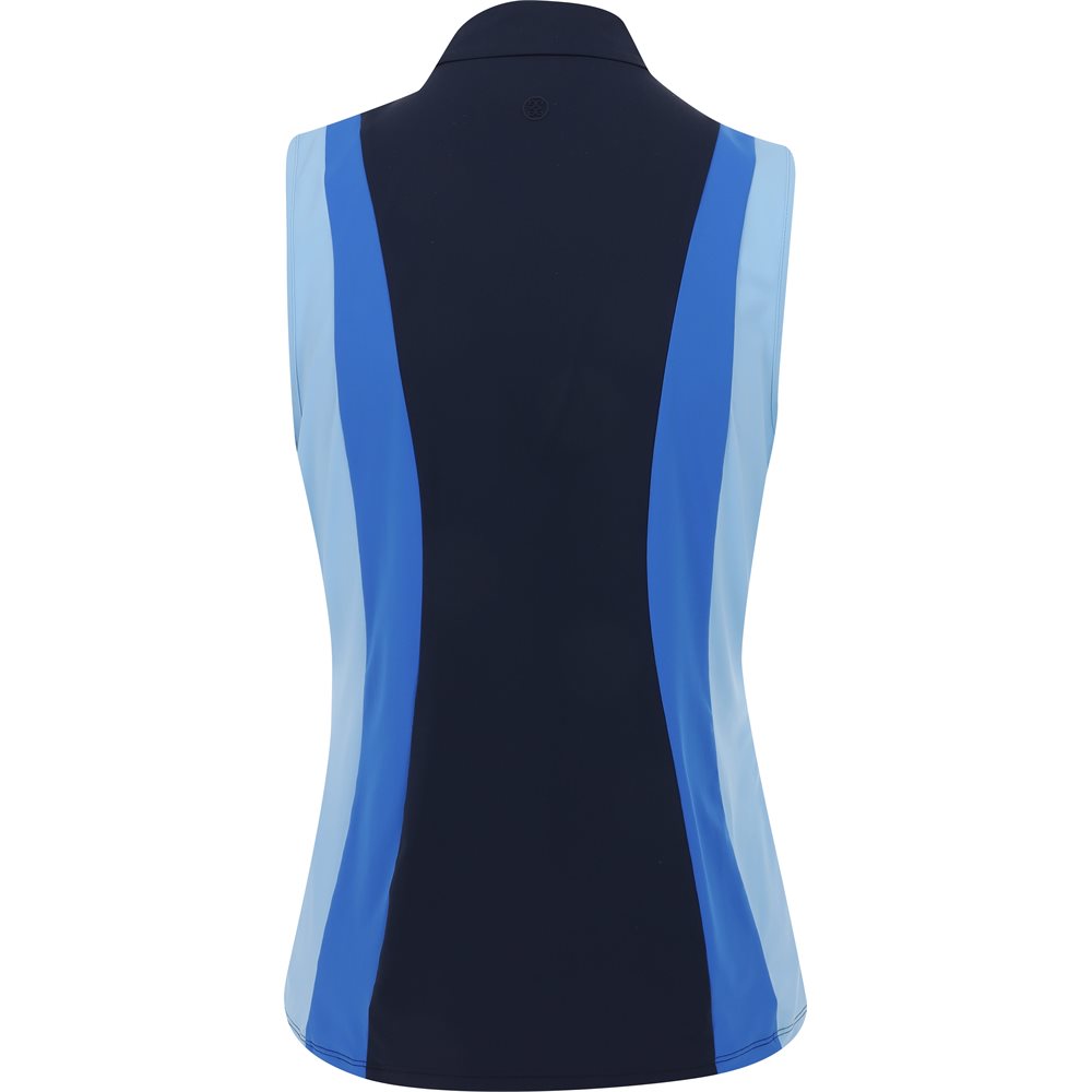 Women's Color Block Silky Tech Nylon Sleeveless 1/4 Zip Mock Neck Polo