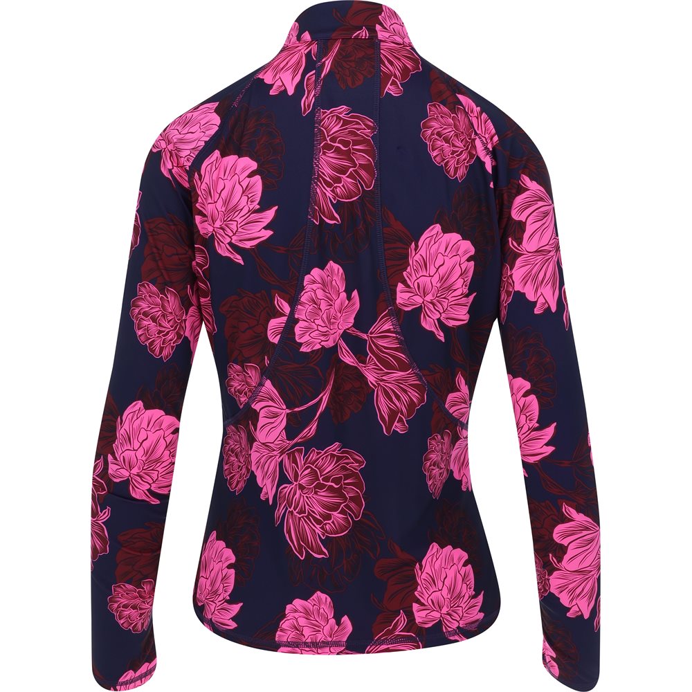 Women's Stamped Floral Tech Jersey Ruched 1/4 Zip Pullover