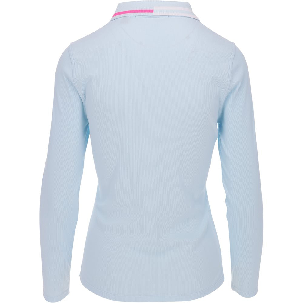 Women's Contrast Collar Ribbed Tech Nylon Long Sleeve Polo