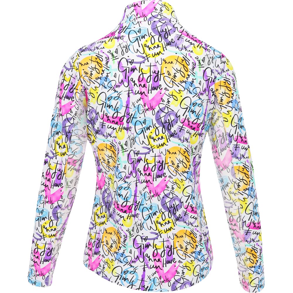 Women's Angie Print Mock Long Sleeve Zip Top