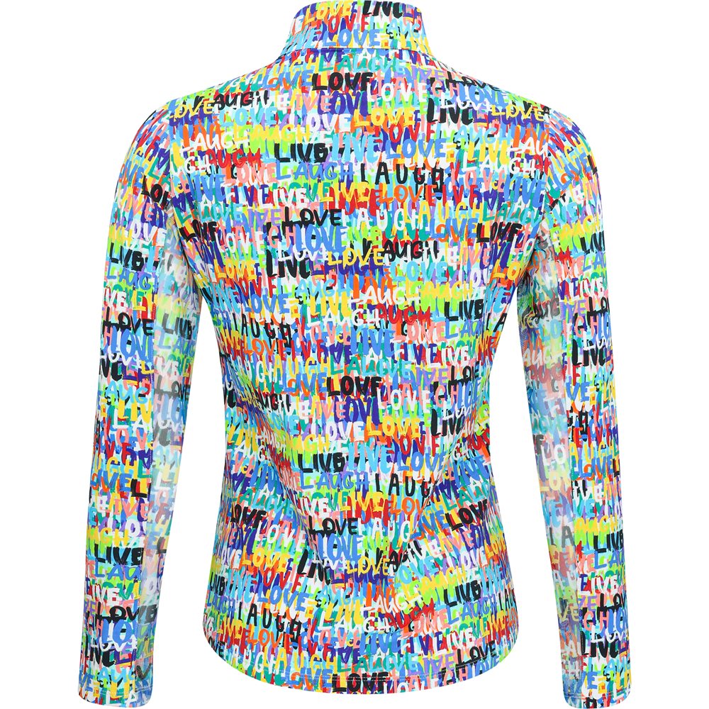 Women's Long Sleeve 1/4 Zip Mock Neck Top - Live Love Laugh Print