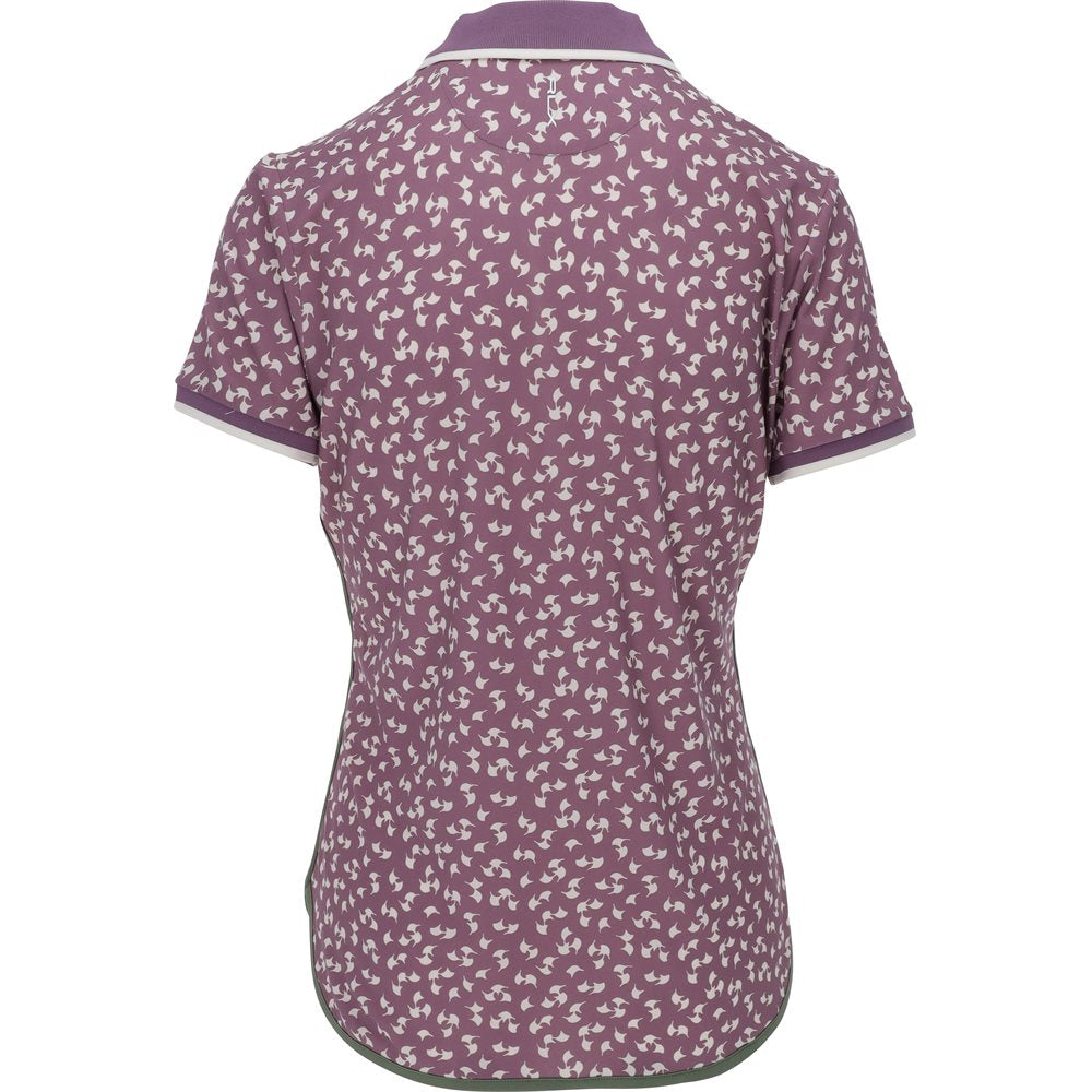 Women's Lightweight Airflow Contrast Shirt Tail Hem Novelty Print Polo