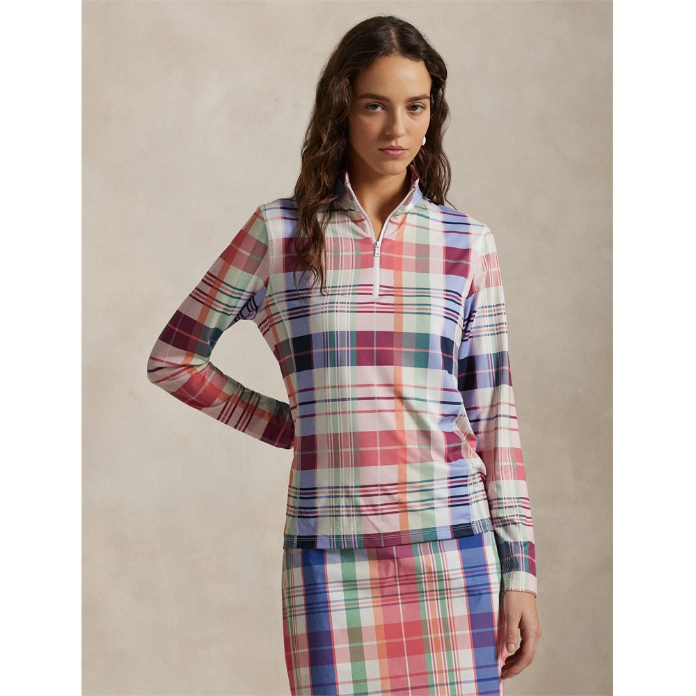 Women's Plaid Stretch Jersey 1/4 Zip Pullover