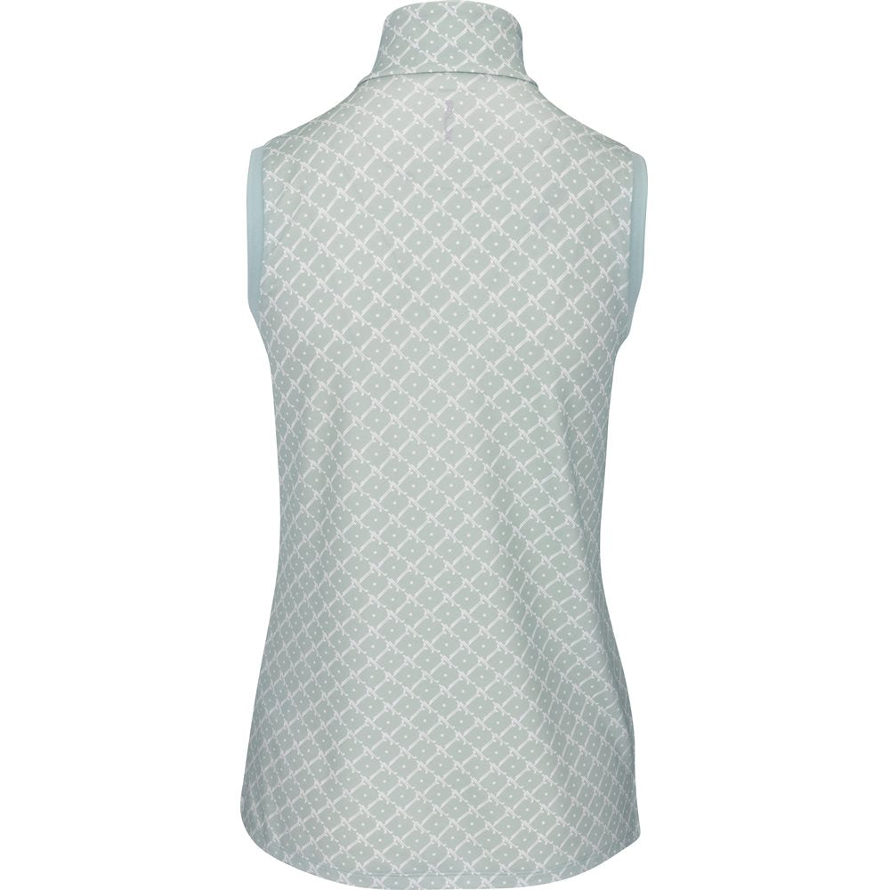 Women's Sleeveless Lightweight Airflow 1/4 Zip Mock Novelty Print Shirt