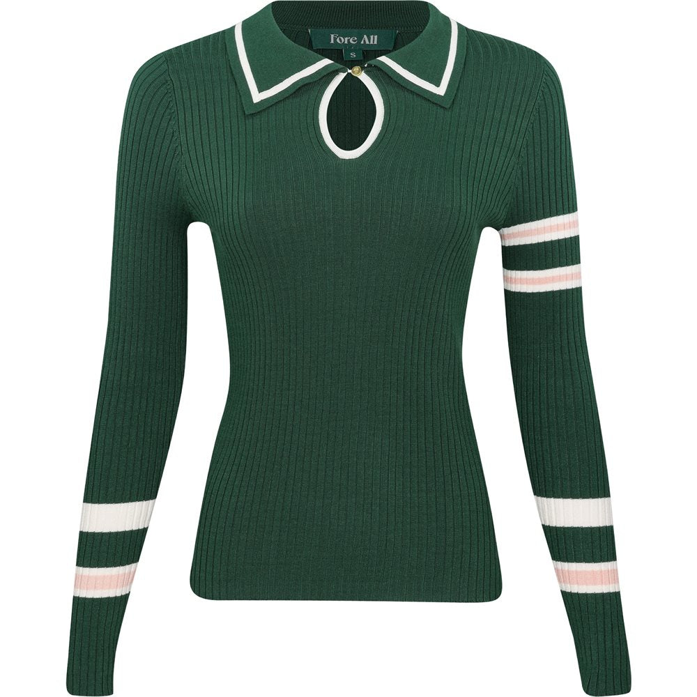 Women's Alice Ribbed Keyhole Long Sleeve Polo