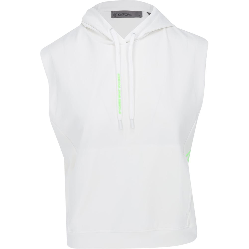 Women's Double Knit Brushed Back Cropped Sleeveless Hoodie
