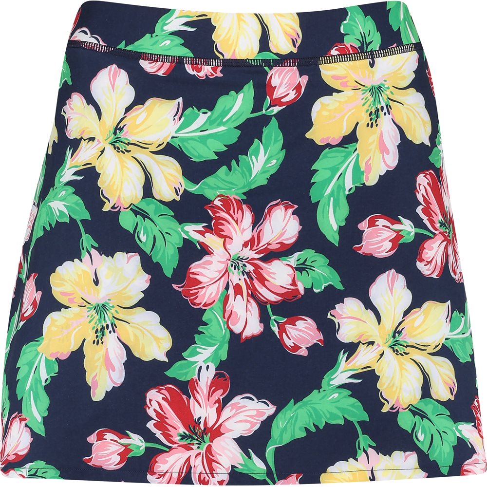 Women's 4-Way Stretch With Back Pleats 15" Iconic Hibiscus Skirt