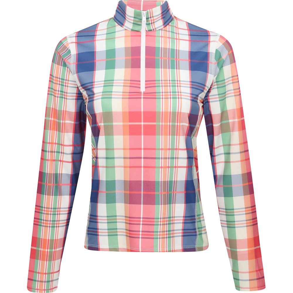 Women's Plaid Stretch Jersey 1/4 Zip Pullover