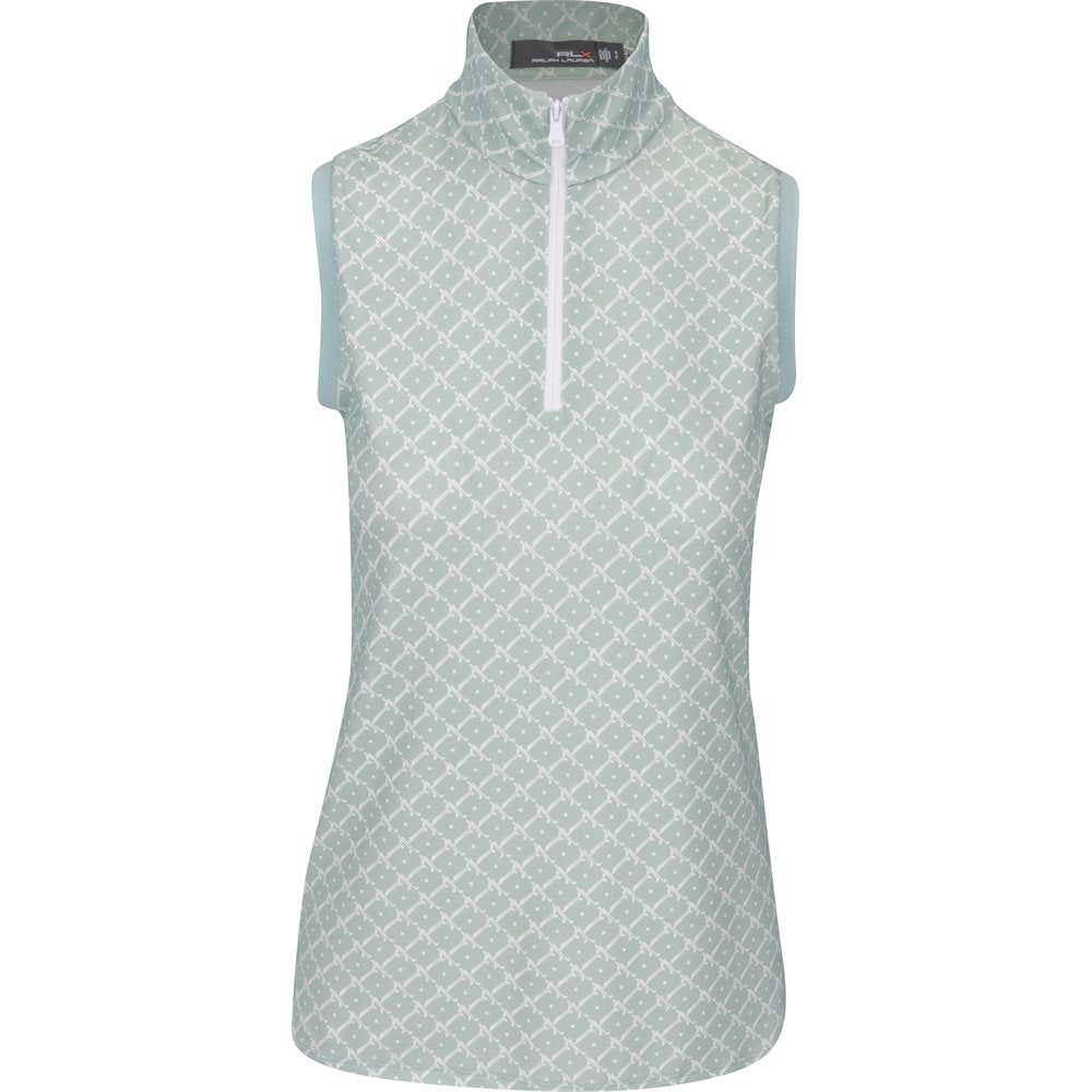 Women's Sleeveless Lightweight Airflow 1/4 Zip Mock Novelty Print Shirt