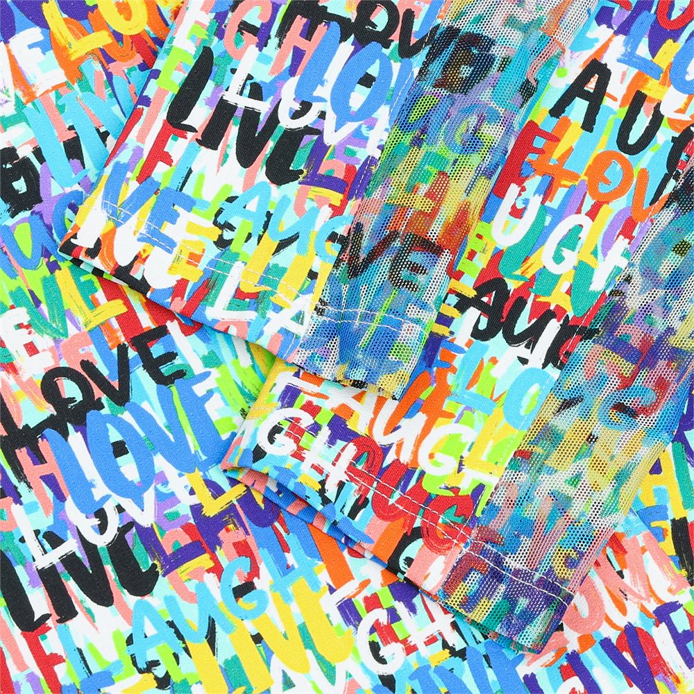 Women's Long Sleeve 1/4 Zip Mock Neck Top - Live Love Laugh Print