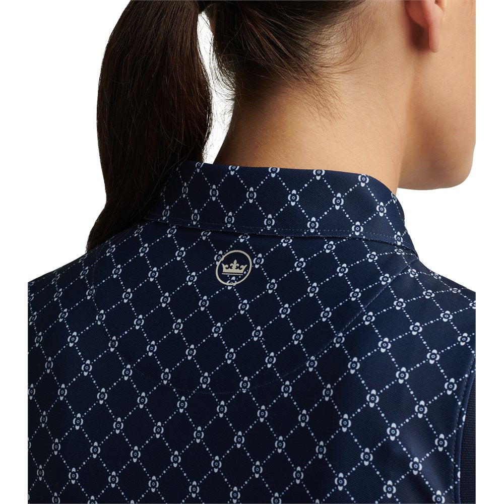 Women's Lattice Blossom Banded Sport Mesh Sleeveless Polo