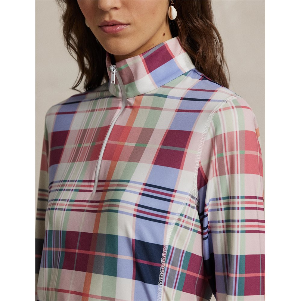 Women's Plaid Stretch Jersey 1/4 Zip Pullover