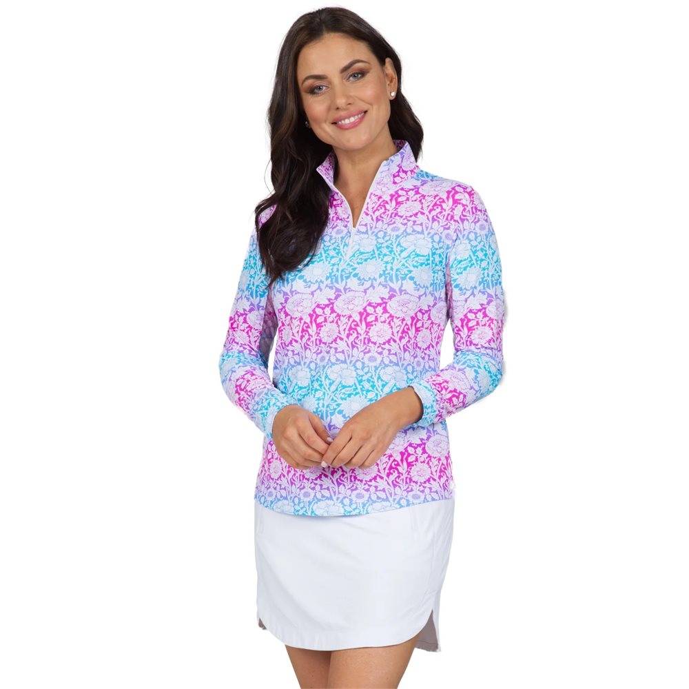 Women's Long Sleeve Jesse Print 1/4 Zip Mock Neck Top