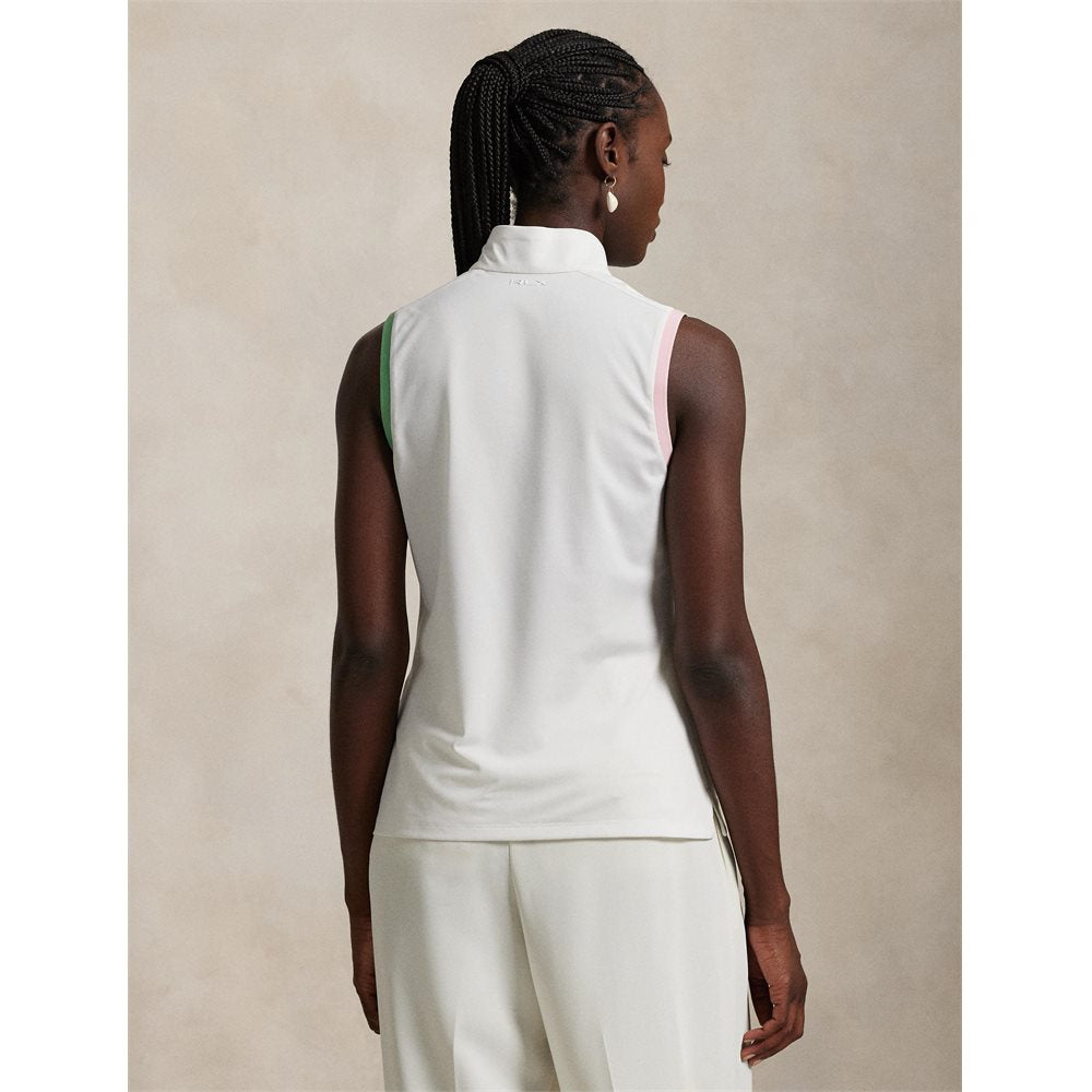 Women's Slim Fit Sleeveless 1/4 Zip Mock Neck Polo