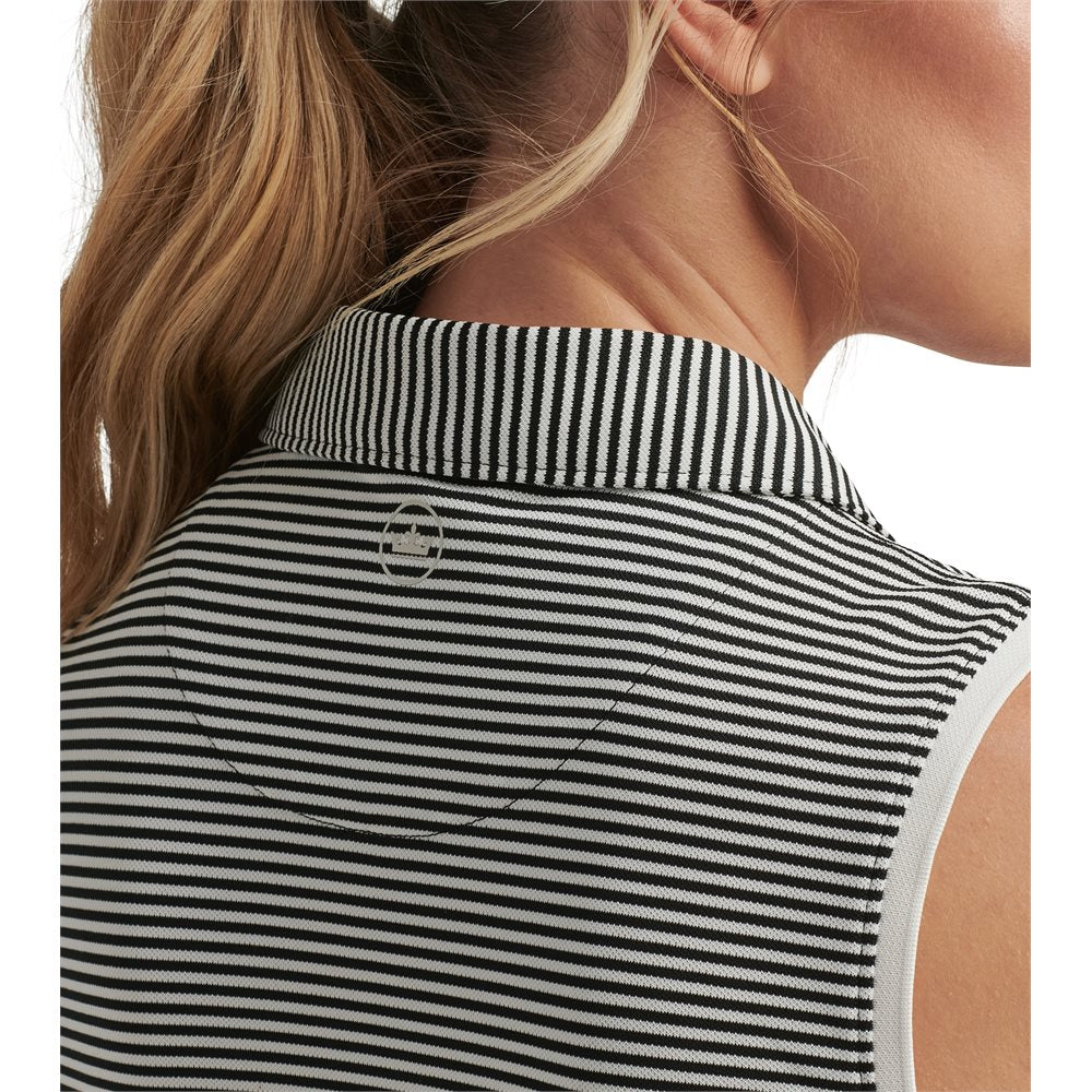 Women's Vista Stripe Banded Sport Mesh Sleeveless Polo