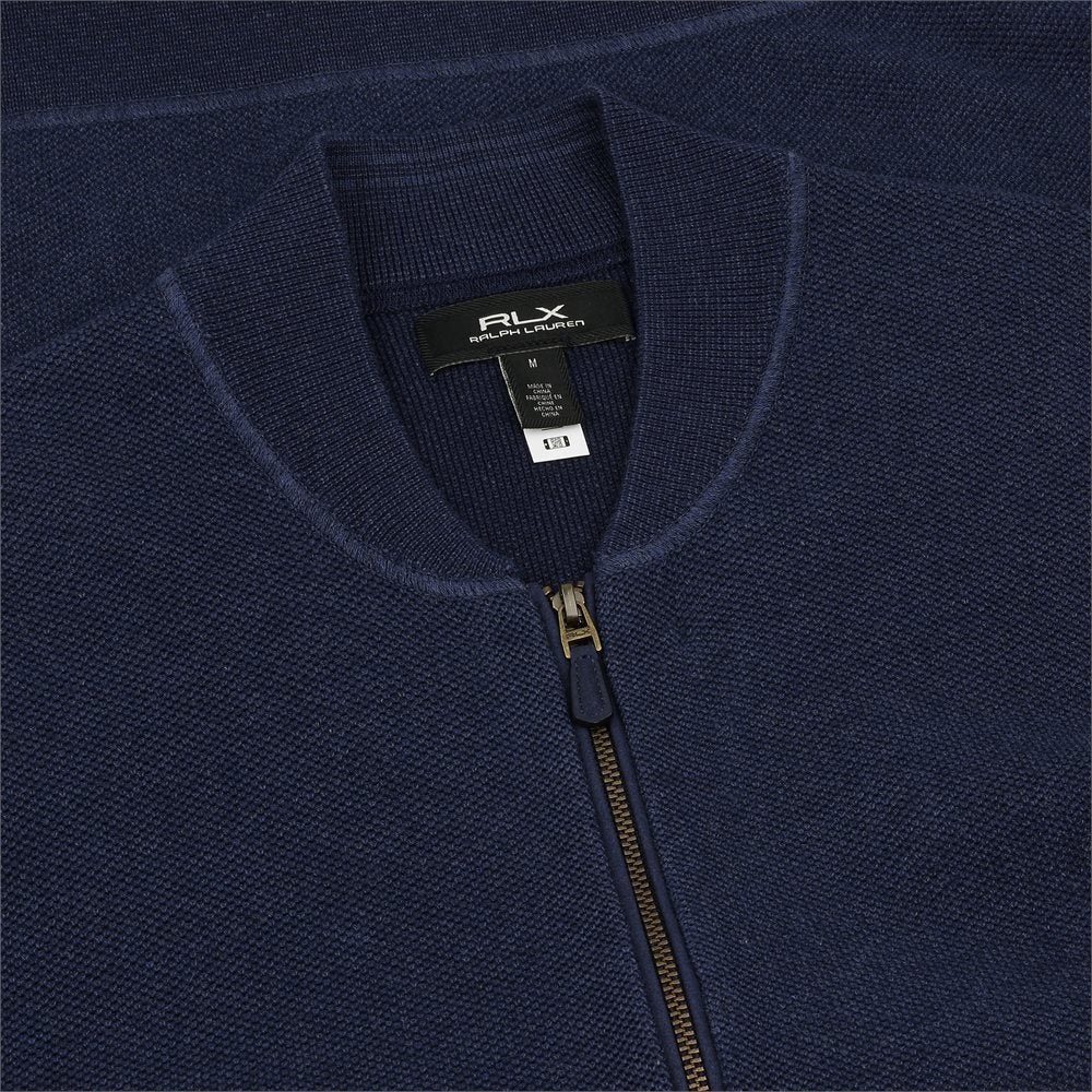 Mesh-Knit Cotton Full Zip Cardigan