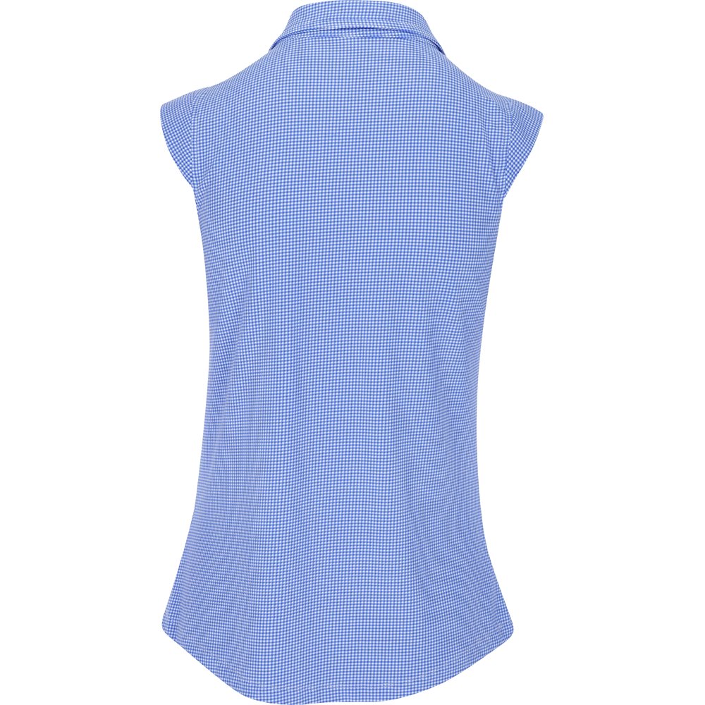 Women's Sleeveless Polo - Mini Check Print