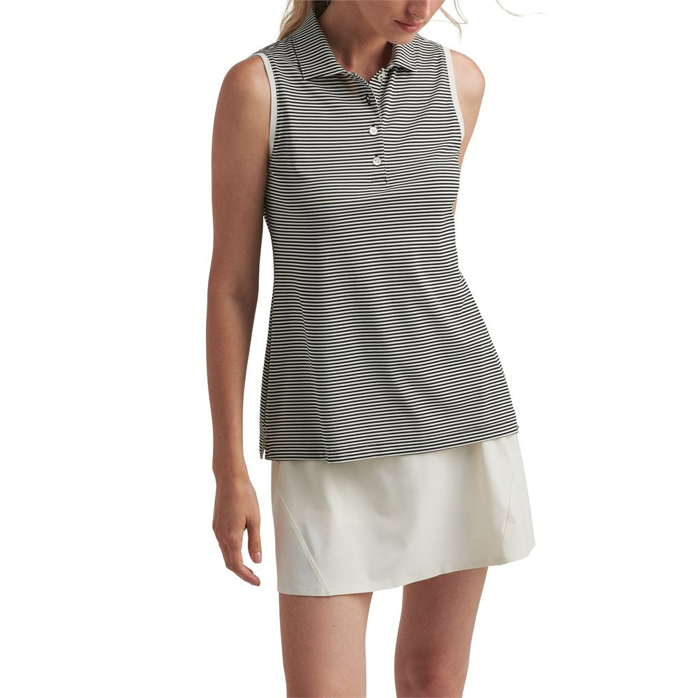 Women's Vista Stripe Banded Sport Mesh Sleeveless Polo