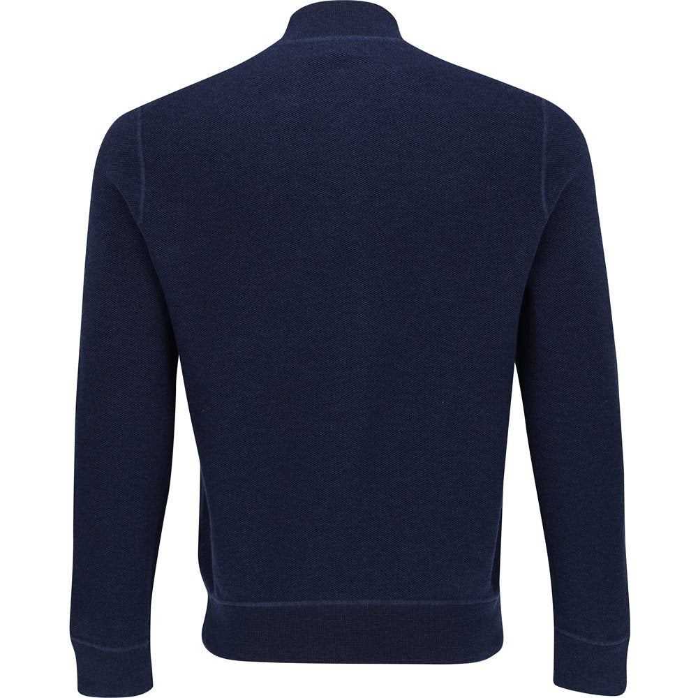 Mesh-Knit Cotton Full Zip Cardigan