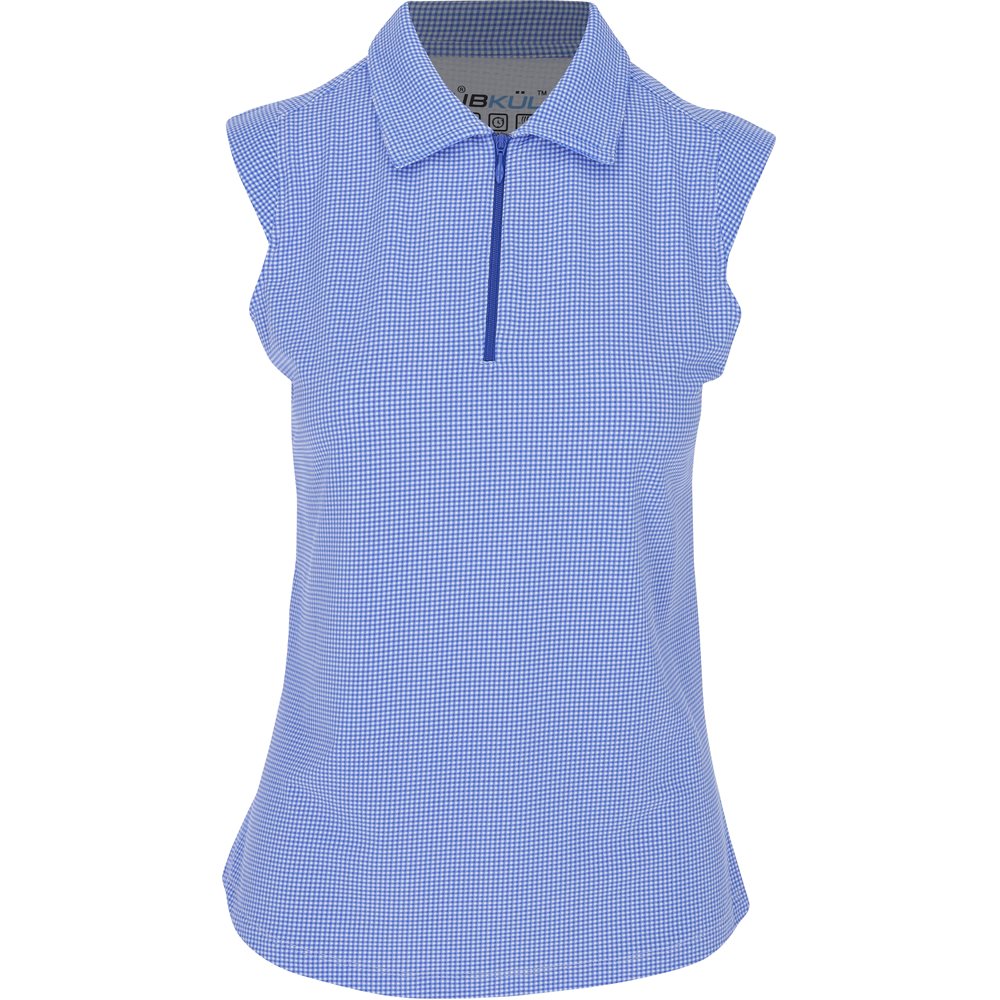 Women's Sleeveless Polo - Mini Check Print
