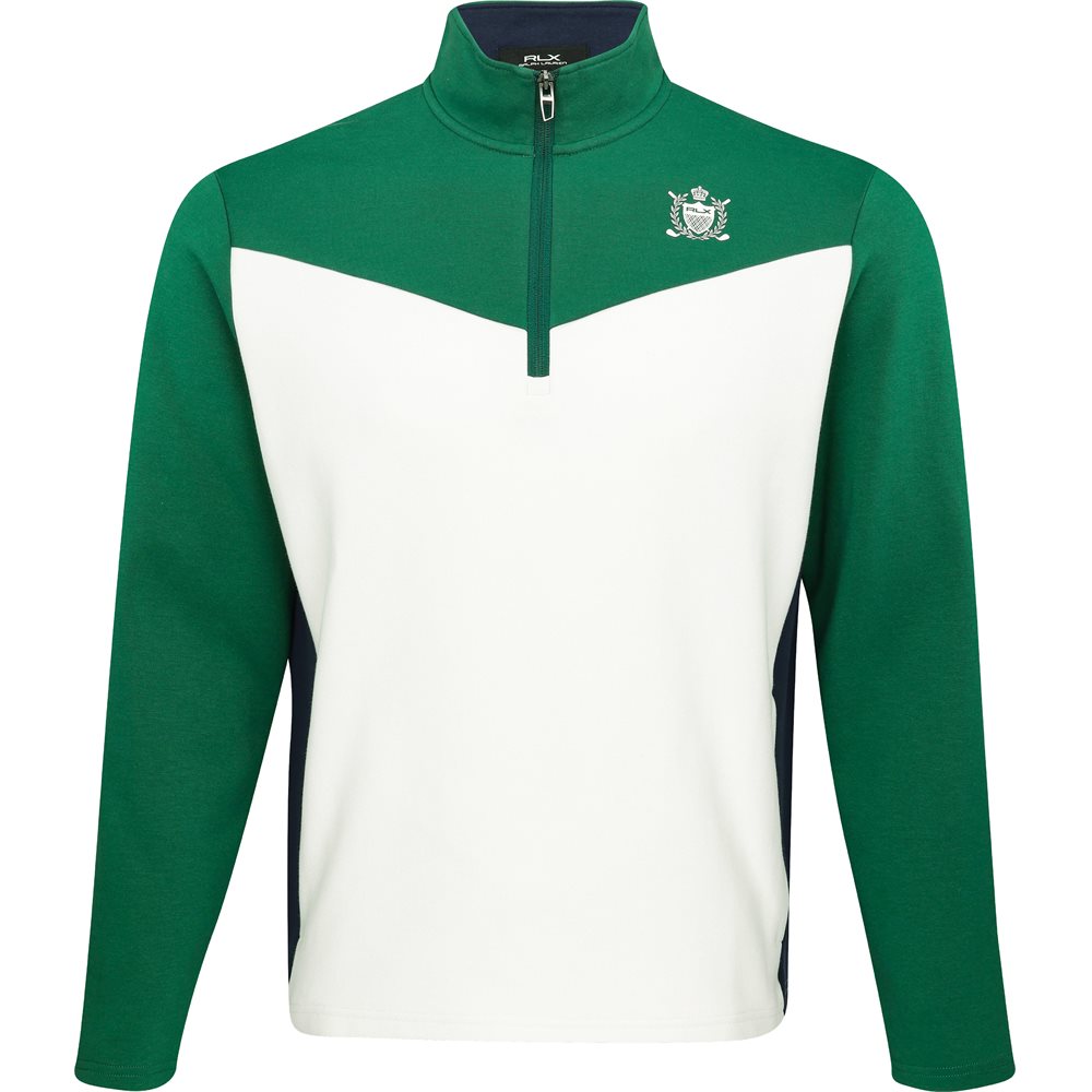 Color-Blocked Double-Knit 1/4 Zip Pullover