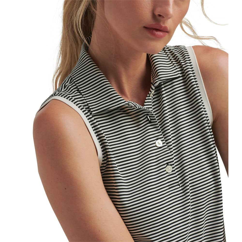 Women's Vista Stripe Banded Sport Mesh Sleeveless Polo