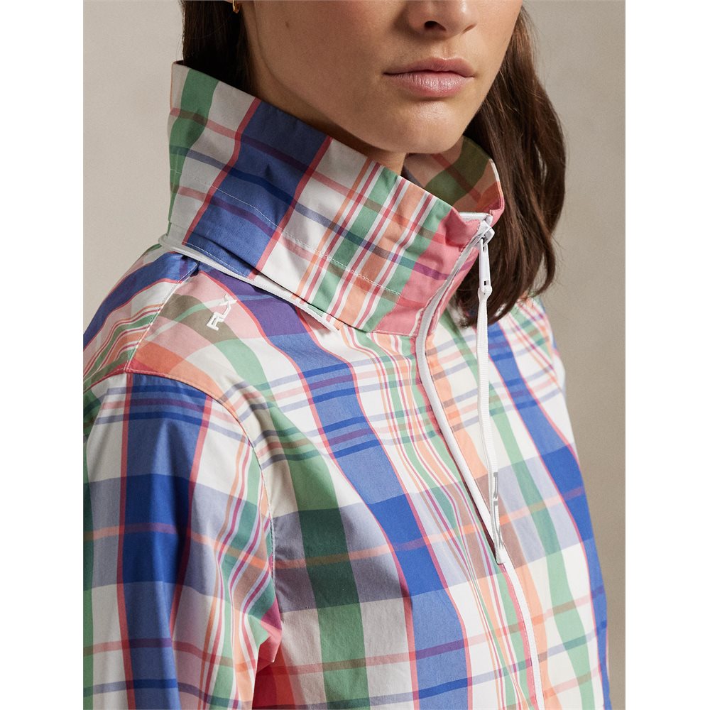 Women's Plaid Packable Hooded Rain Jacket
