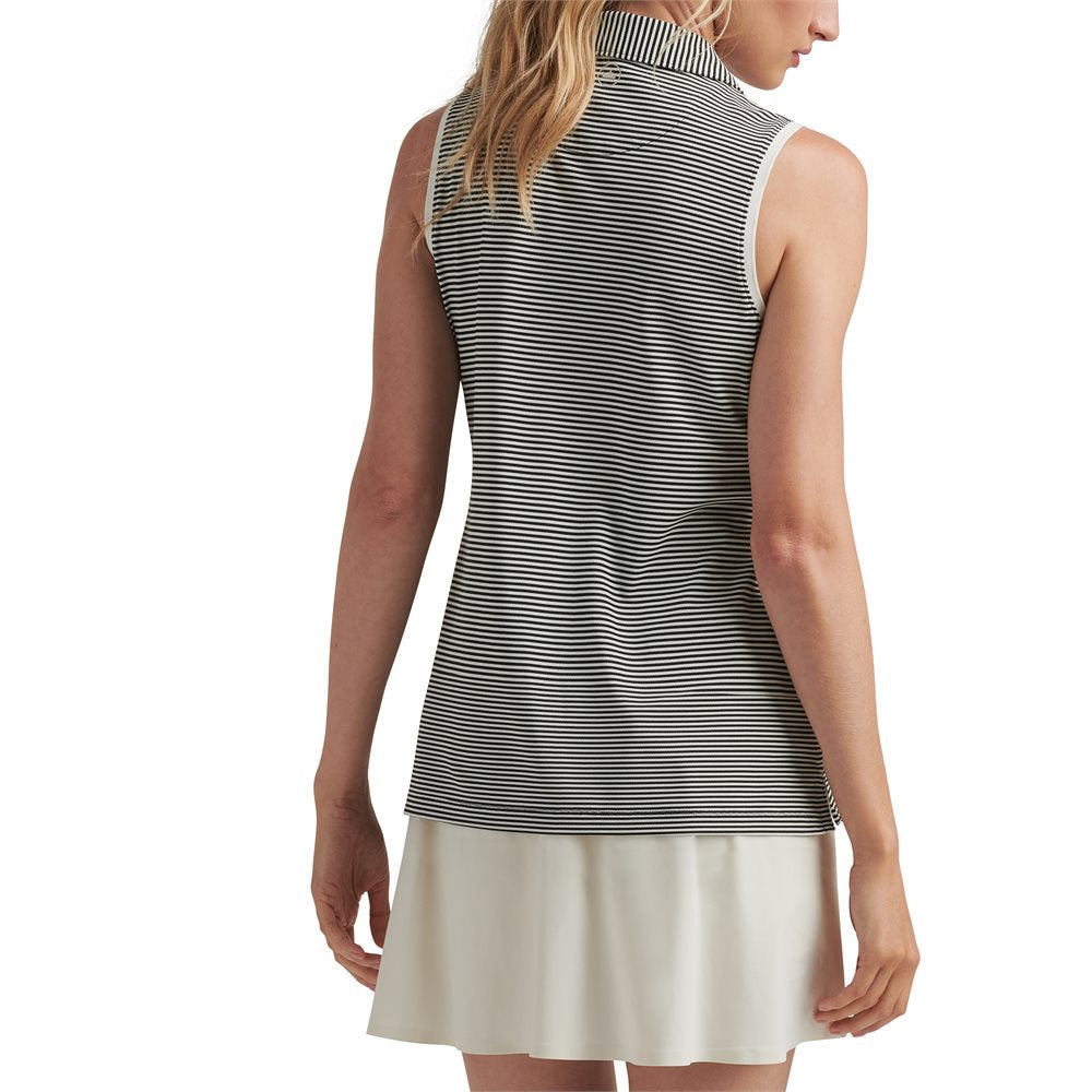 Women's Vista Stripe Banded Sport Mesh Sleeveless Polo