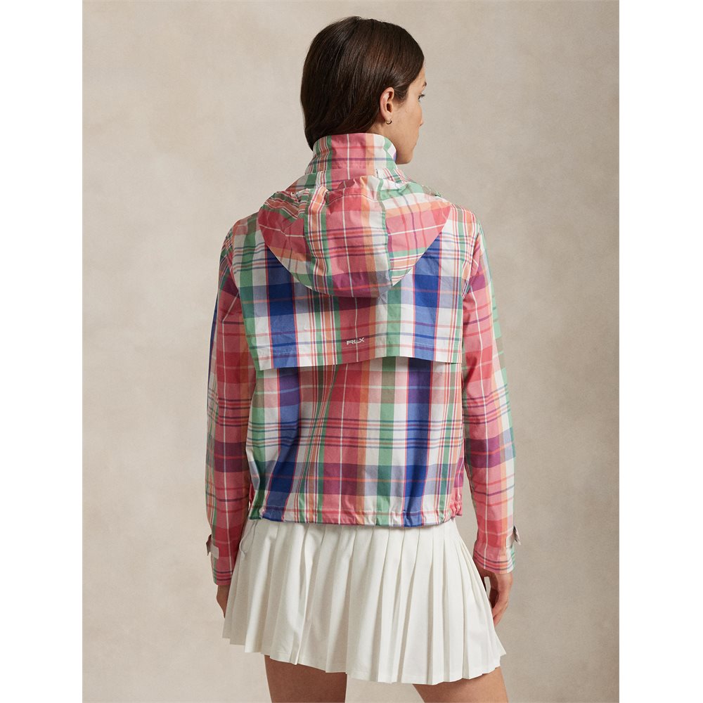 Women's Plaid Packable Hooded Rain Jacket