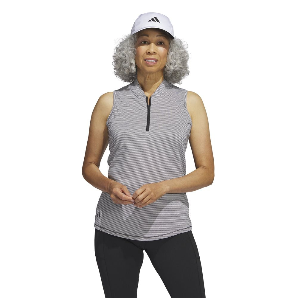 Women's Two-Color Ottoman Sleeveless 1/2 Zip Golf Polo