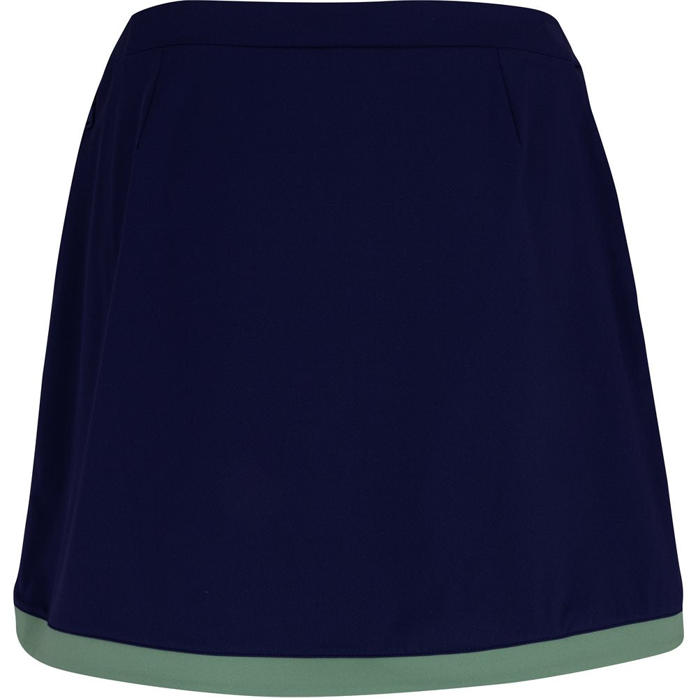 Women's Dry Wick Interlock Wrap Petal Hemline Contrast Trim 15" Skort