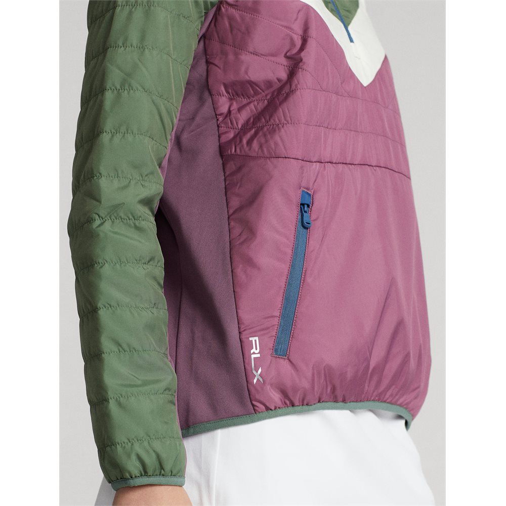 Women's Quilted Woven Icon Fleece 1/4 Zip Hybrid ColorBlock Jacket Midlayer