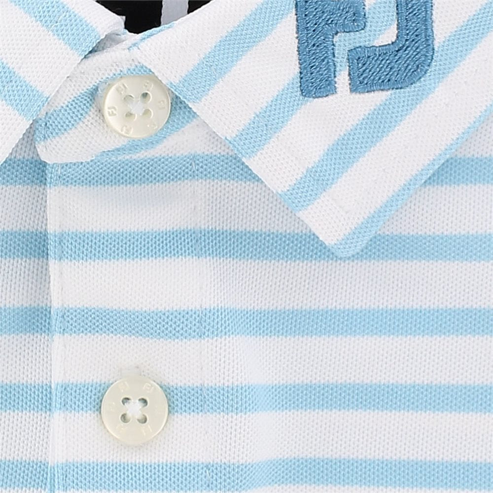 Juniors' Striped Pique Self Collar Polo