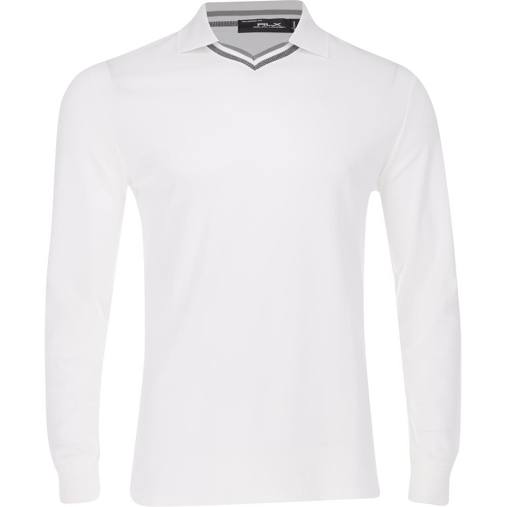 Lux Stretch Mesh Johnny Collar Long Sleeve Polo