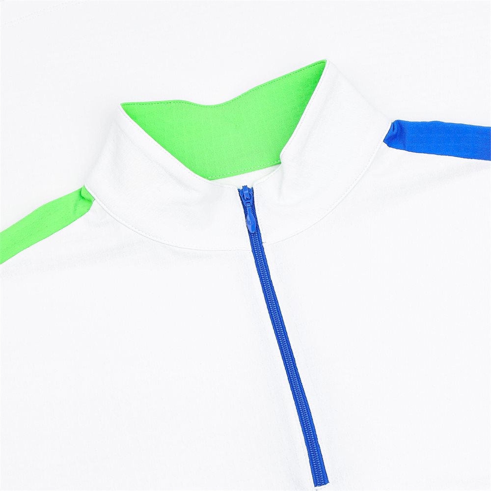 Women's Long Sleeve 1/4 Zip Mock Neck Top - Color Block Print