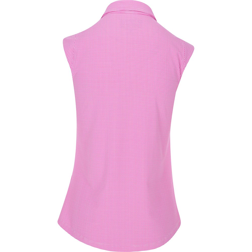 Women's Sleeveless Polo - Mini Check Print