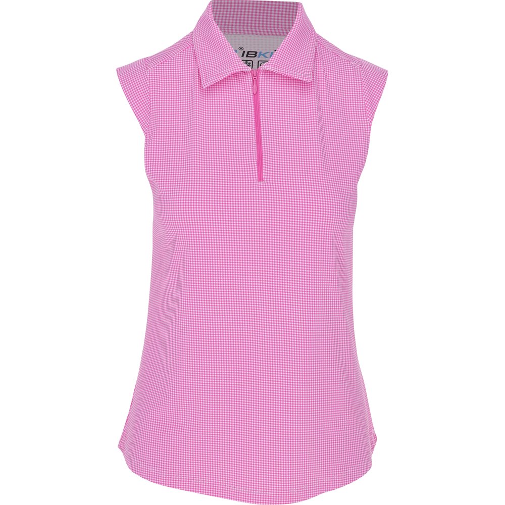 Women's Sleeveless Polo - Mini Check Print