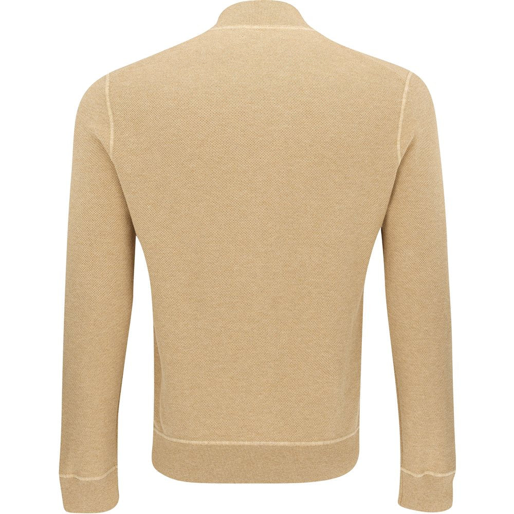 Mesh-Knit Cotton Full Zip Cardigan