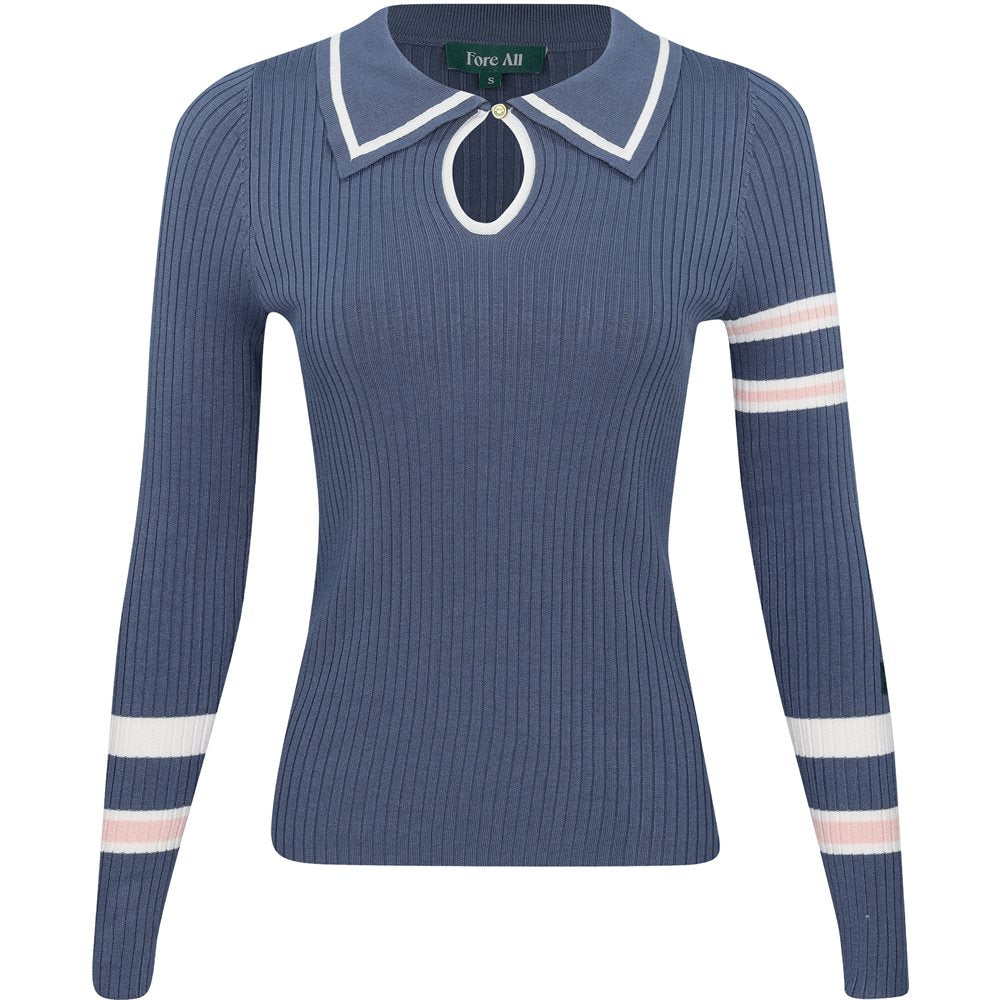Women's Alice Ribbed Keyhole Long Sleeve Polo