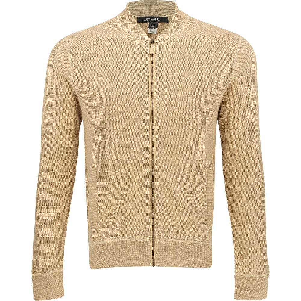 Mesh-Knit Cotton Full Zip Cardigan