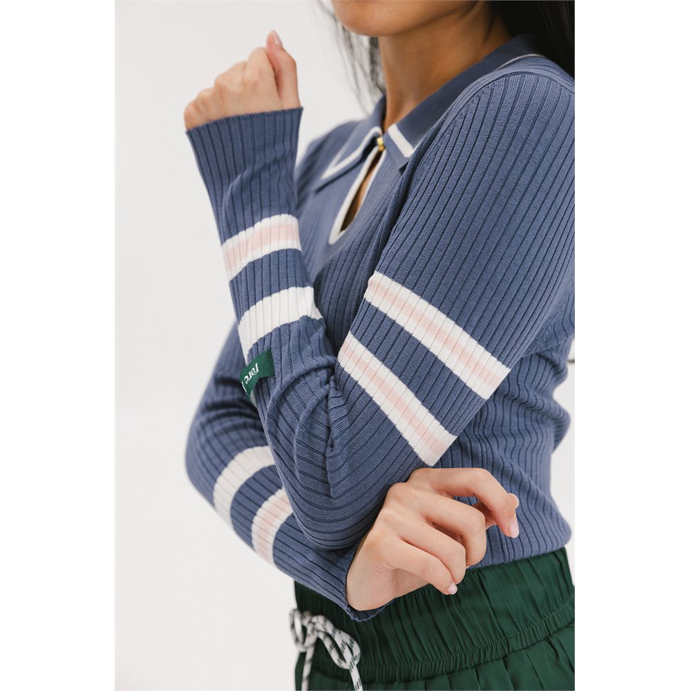 Women's Alice Ribbed Keyhole Long Sleeve Polo